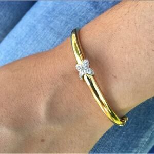 Vintage Sterling dipped Gold "X" Bracelet, Small Diamonds